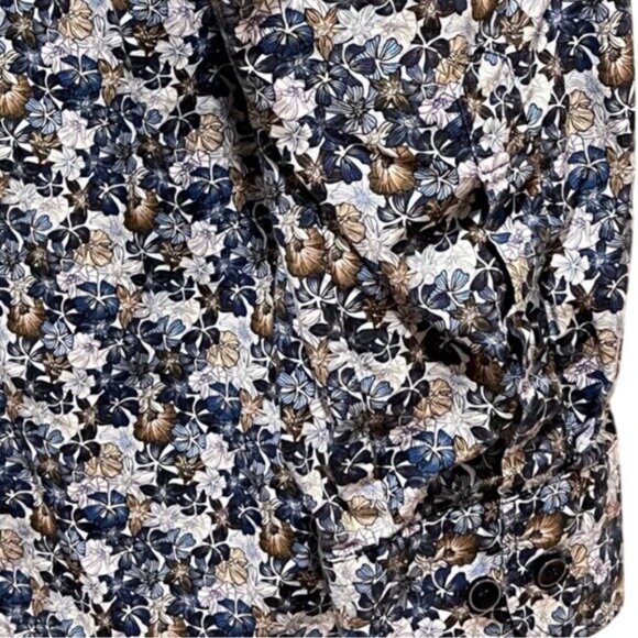 Patrick James Floral Button Up Dress Shirt In Blue & Brown W/ Long Sleeves XXL - Picture 5 of 11